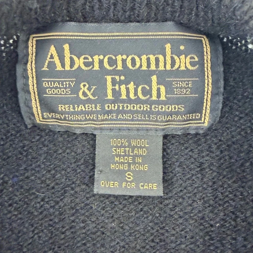 Vintage 90's Abercrombie Fitch Men's Black Shetland Wool Mock Neck Sweater Small